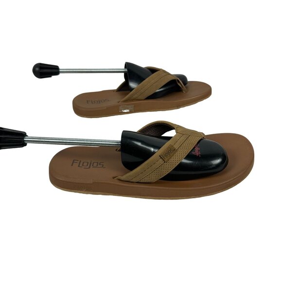 Flojos Men's Size 11 Flip Flops Brown Synthetic Upper & Textured Sole - Picture 4 of 6